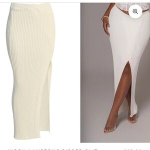 Elegant Cream Ribbed Knit Skirt
